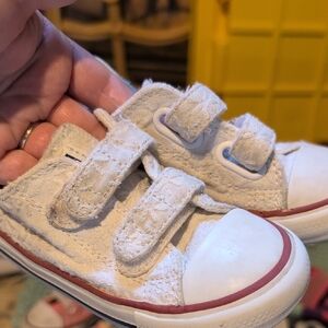 Converse White Velcro Canvas Sneakers